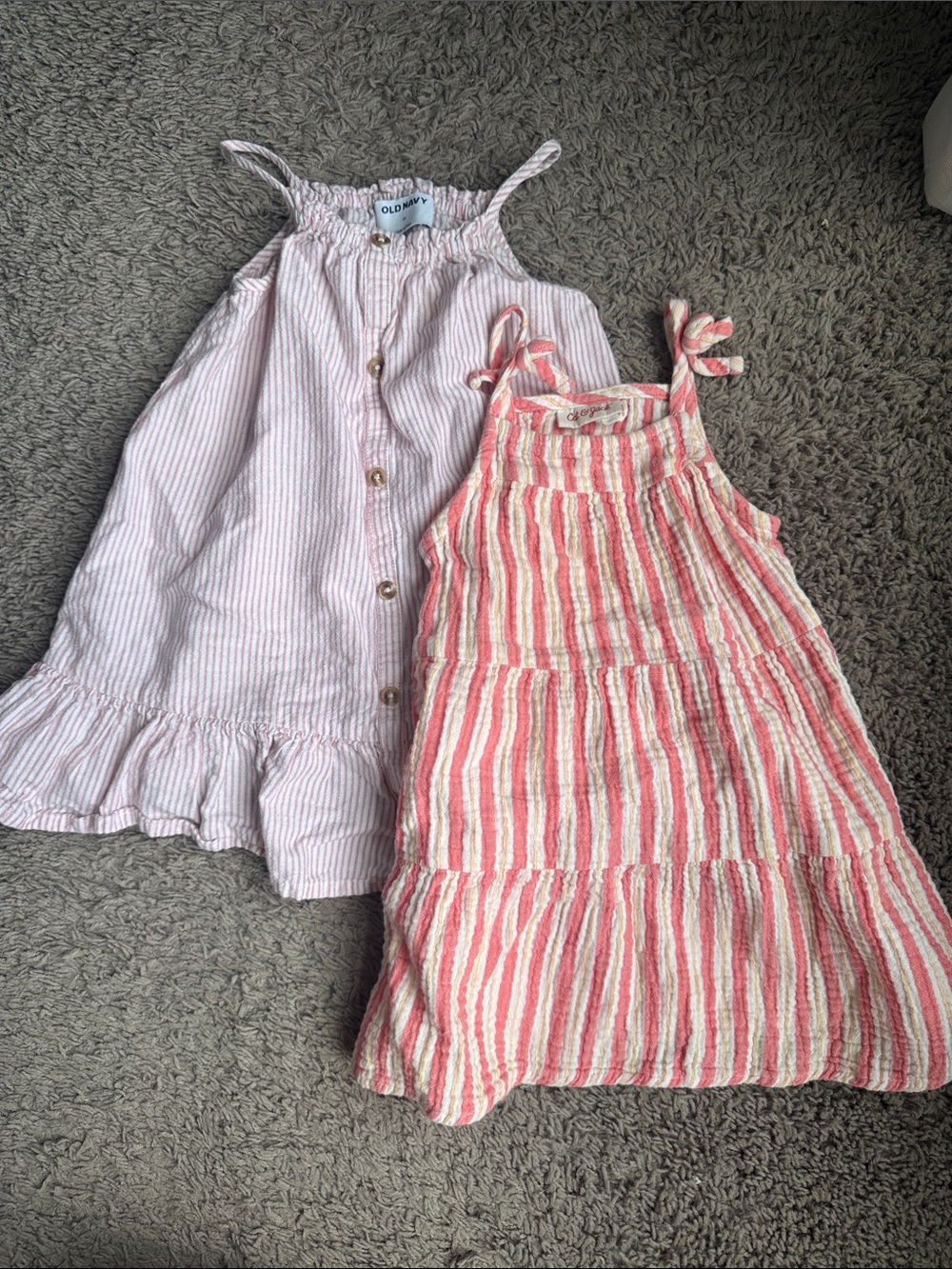Old Navy Pink & White Striped Tiered Sundress for Kids